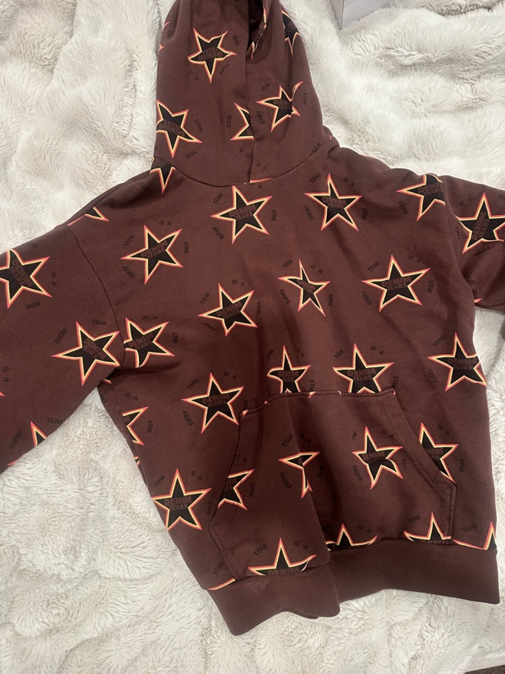 Kids Star Print Hoodie Sweatshirt - Brown